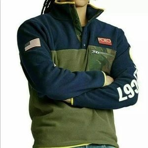 Polo Ralph Lauren Camo RLPC 67 P-93 Mens Pullover Navy Green Fleece Sweater
